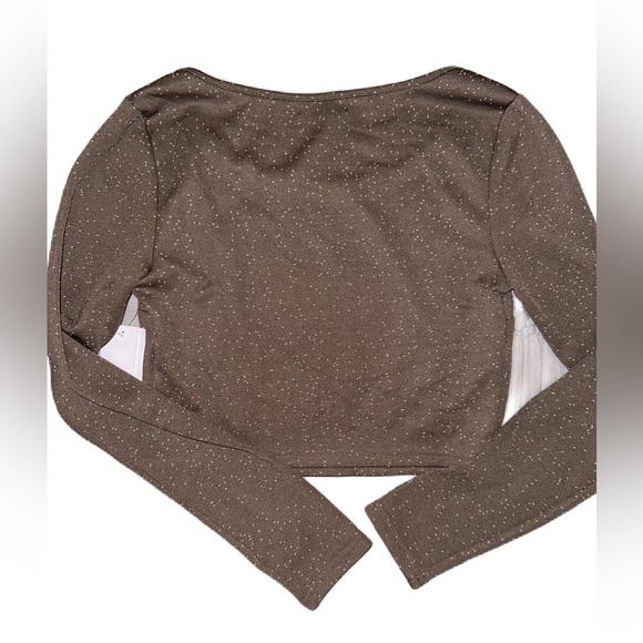 NWT Nordstrom Bp. Knit Crop Top Green Olive Night Speckled Medium S - Picture 4 of 6